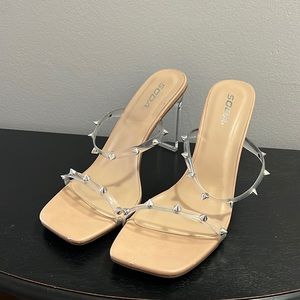 Clear Strappy Stud Soda Heeled Sandals
